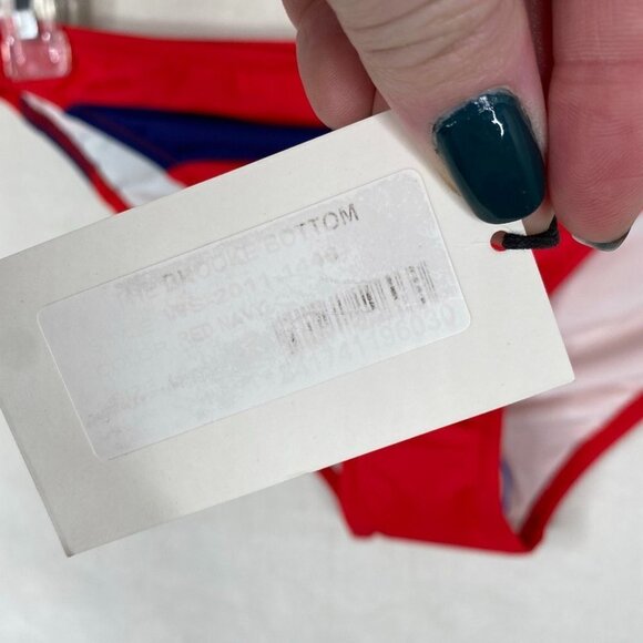 NWT SOLID & STRIPED The Brooke Bikini Bottom In Red Navy-Large - Picture 3 of 7